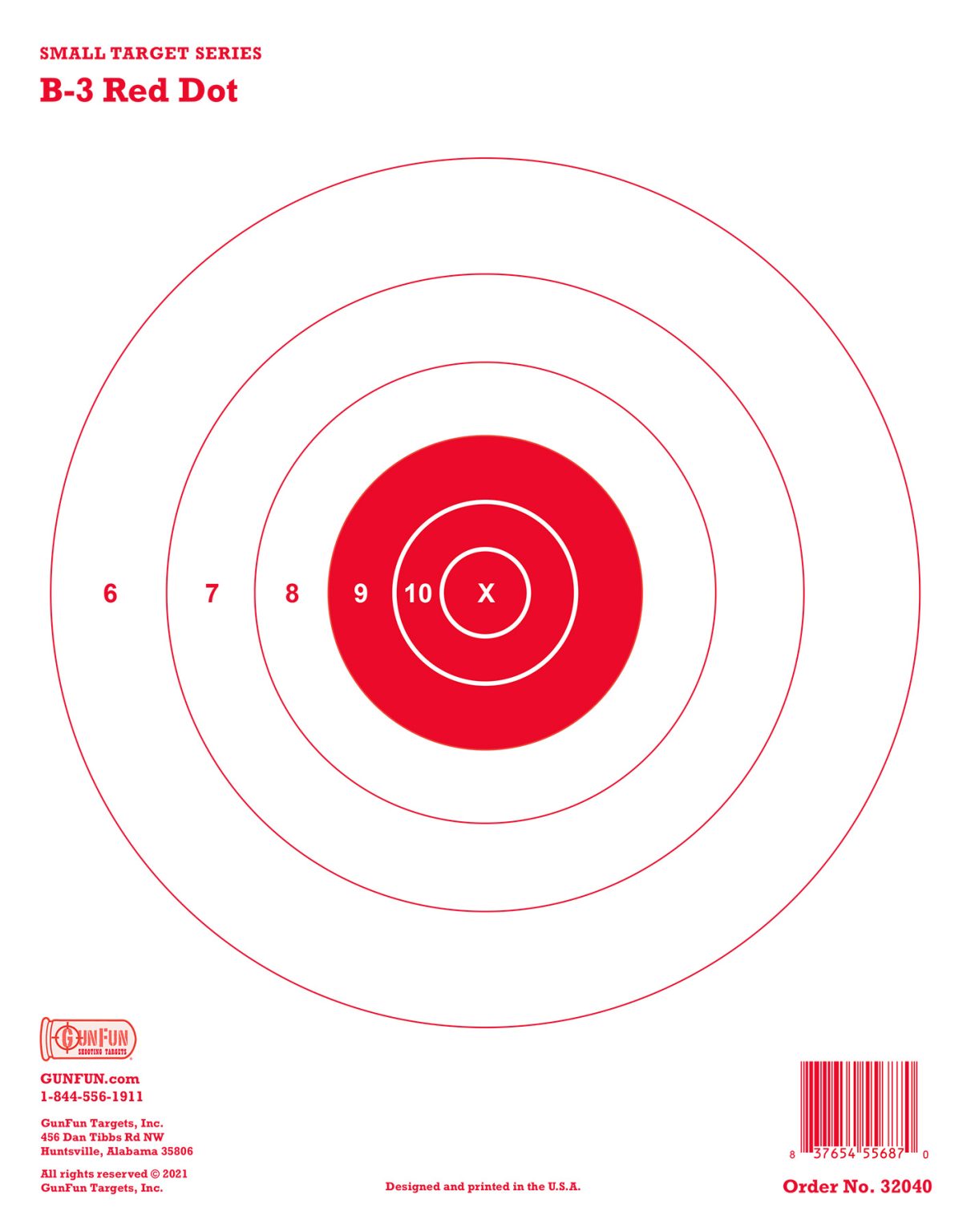 B-3 Red (32040) - Military & Police Targets, Inc. 833-556-1911